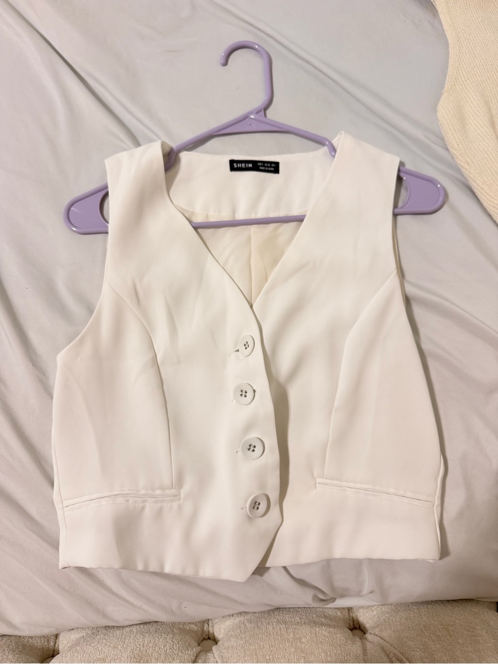 SHEIN White Button-Front Tailored Crop Vest